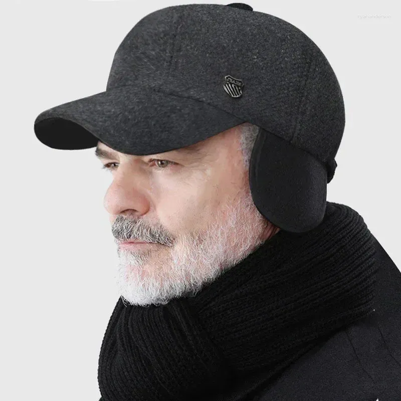 Cappellini da baseball da uomo con protezione per le orecchie ispessita invernale da baseball per cappello da papà caldo da esterno maschile di marca regolabile con paraorecchie