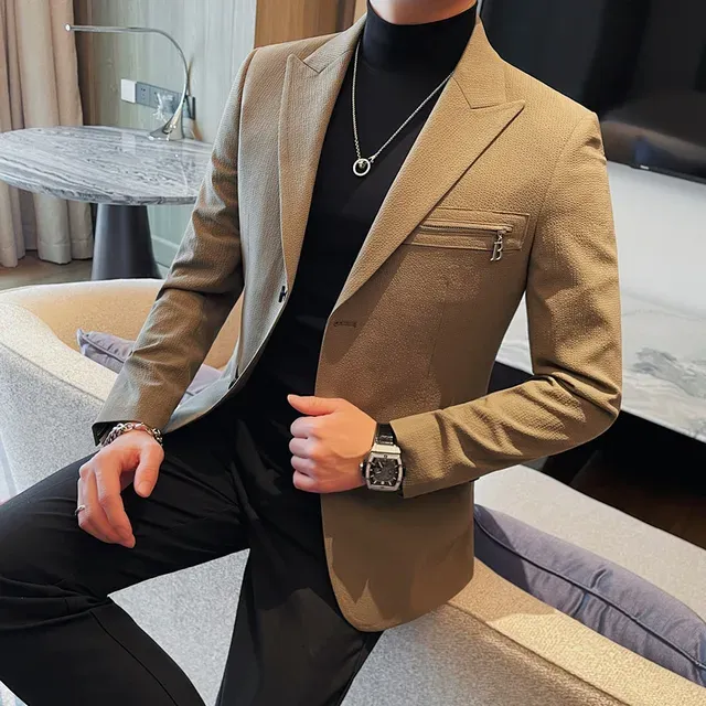 Mens Casual Blazer: Two-Grain Single Breasted Suit Jacket Mens Casual Blazer: Two-Grain Single Breasted Suit Jacket