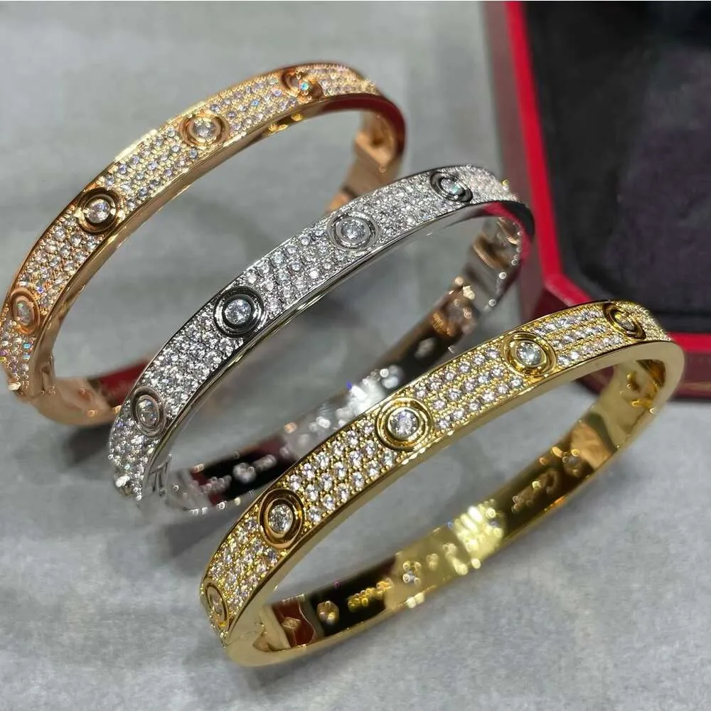 Designer Bracelet High V Gold Full Star Plated 18K Rose Gold Wide Narrow Clasp Rhinestone Free Screwdriver Stud Bracelet