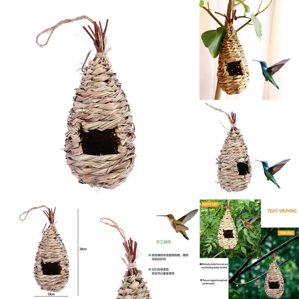 2024 Grass Woven Bird's Nest Handmade Bird's Nest And Cage Garden Decoration Bird House Ecological Bird House Bird Cage