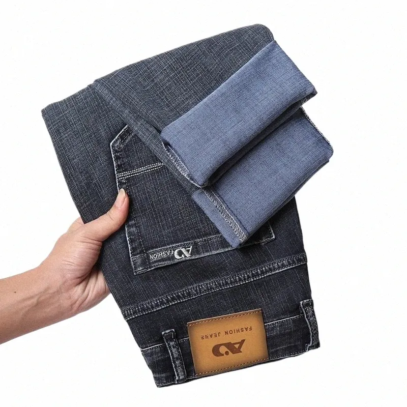2023 Fi Classic Style Cott Stretch Denim Pantalon Homme Marque Pantalon Nouveaux Hommes Droit Bleu Gris Jeans Busin x3lU #
