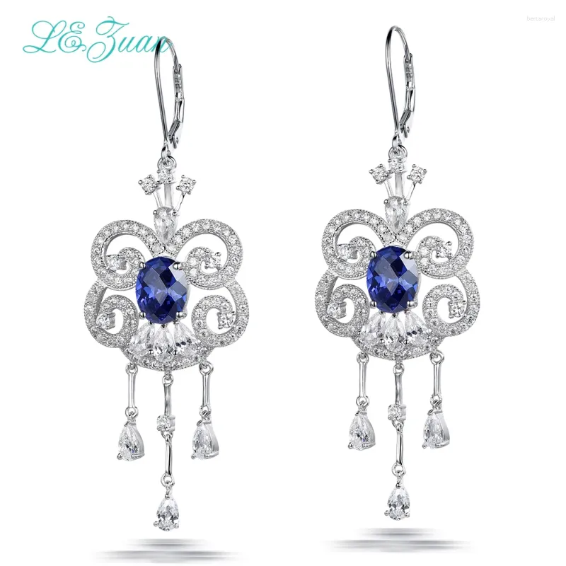 Dangle Earrings L&zuan Drop For Women 925 Sterling Silver 5.17ct Luxury Sapphire Fine Jewelry Bijoux Femme Boucle D'oreille E0064-W02