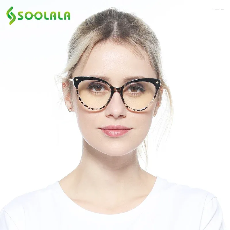 Solglasögon Soolala TR90 Cat Eye Reading Glass med anti Blue Light Women Semi-Rimless Presbyopic Protection Computer