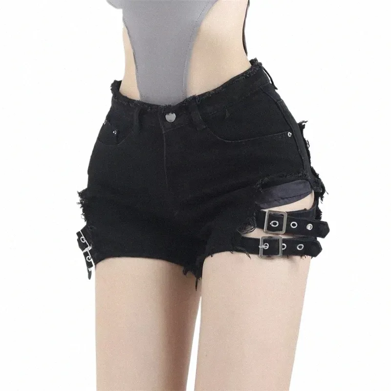 2023 Sommer Vintage Trend Heiße Mädchen Harajuku Hohe Taille Unregelmäßige Denim Shorts Goth Rock Sexy Frauen Shorts Abnehmen Vielseitig 81No #