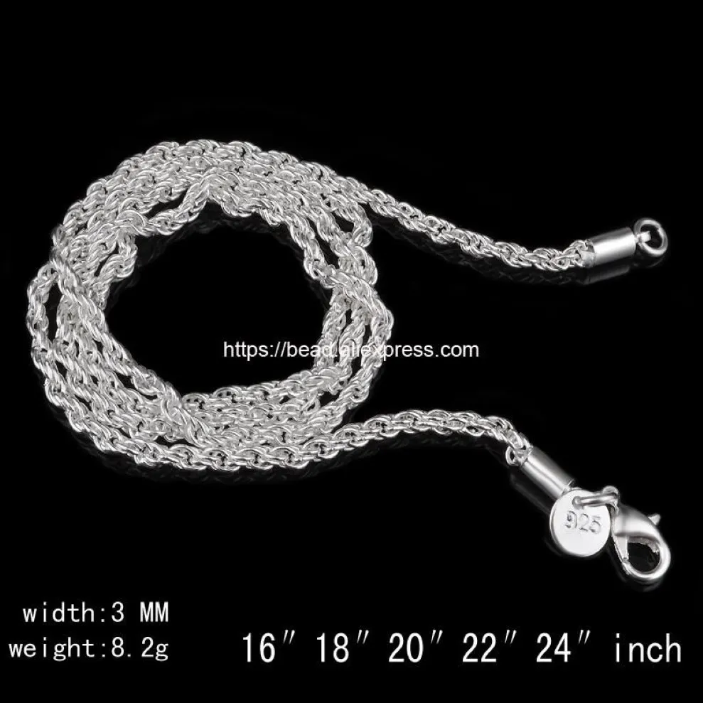 Ketten 3 0 mm versilberte Karabinerverschluss-Seilkette 16 18 20 22 24 Zoll Auswahlgröße für handgefertigten Schmuck DIY203V