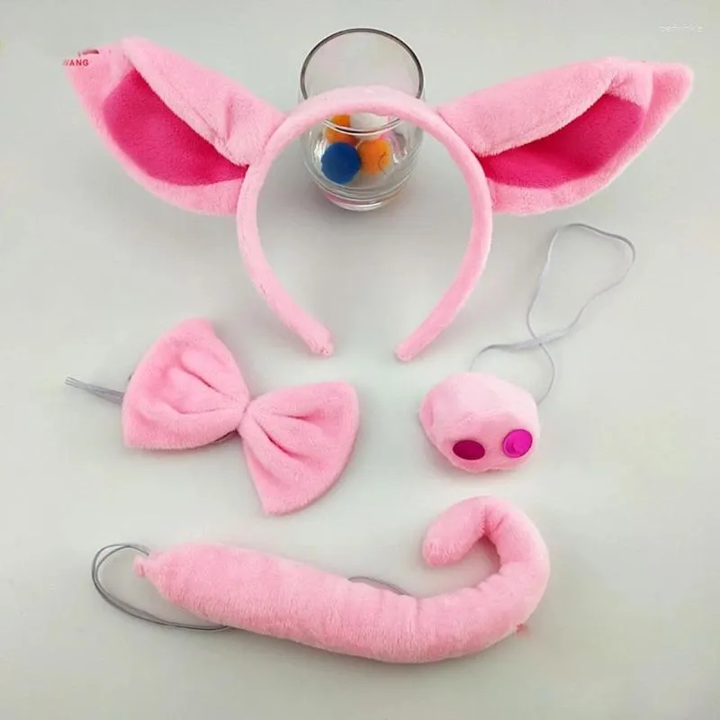 Party Supplies Pink Piggy Ear Headband Nose Tail Set Christmas Halloween Decoration