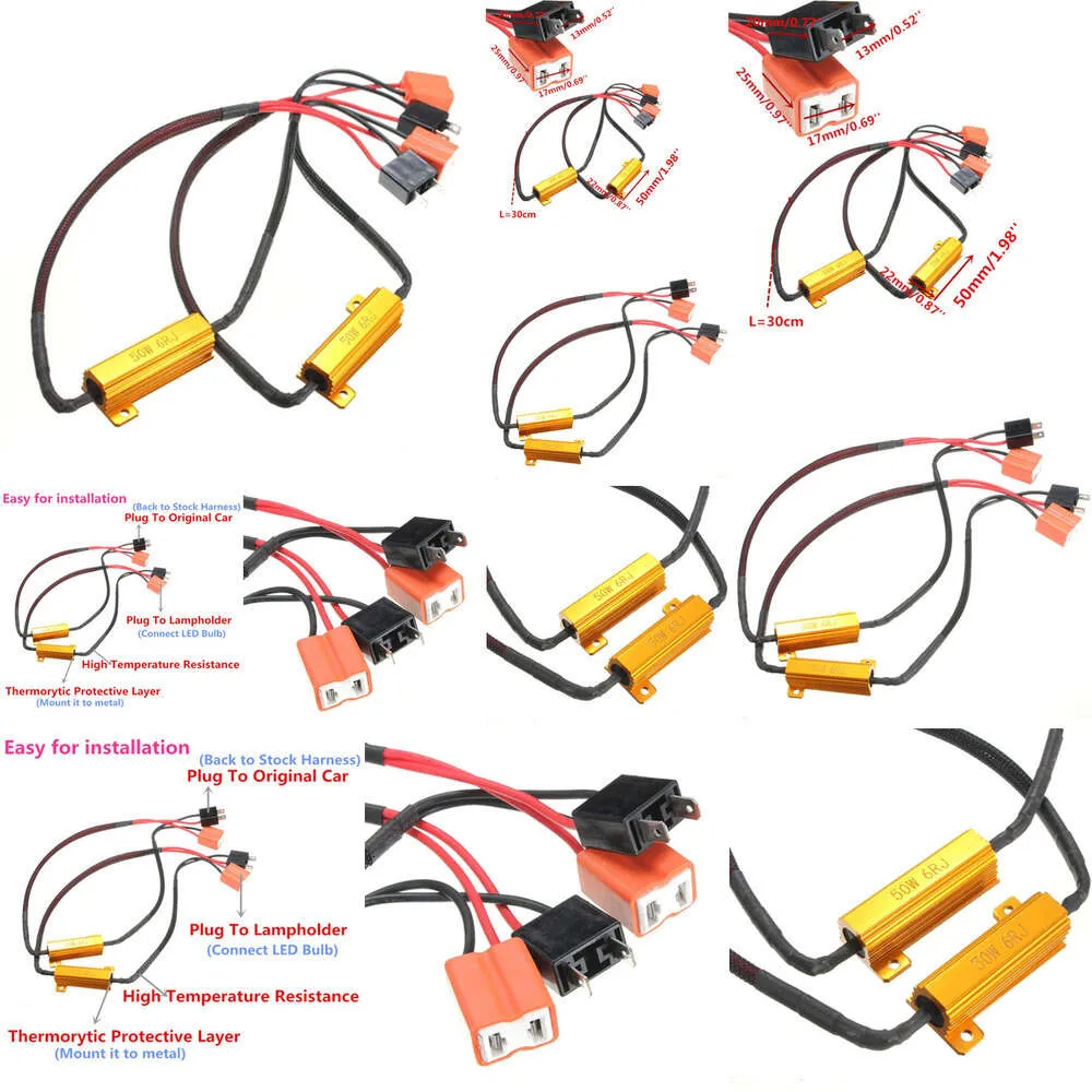 2X безошибочный Canbus H7 50 Вт 6 Ом Автомобильные светодиодные фары DRL противотуманные фары нагрузочный резистор проводка компенсатор декодер
