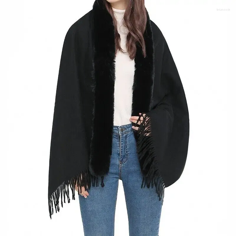 Scarves High Quality Winter Thicken Plush Neck Scarf For Women Solid Color Warm Long Dubai Party Evening Dresses Tassel Shawls