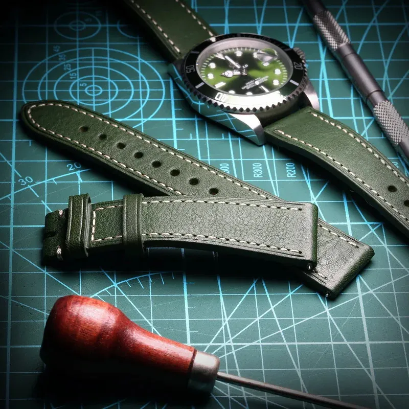 Hemsut Włoch Cowhide Watch Band dla mężczyzny Vintage Soft Vrap Oryginalne skórzane paski