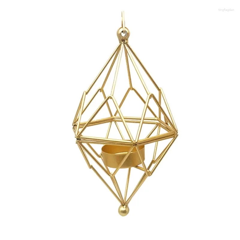 Bougeoirs en fer forgé chandelier géométrique support de diamant socle de bureau suspension pour la décoration de mariage