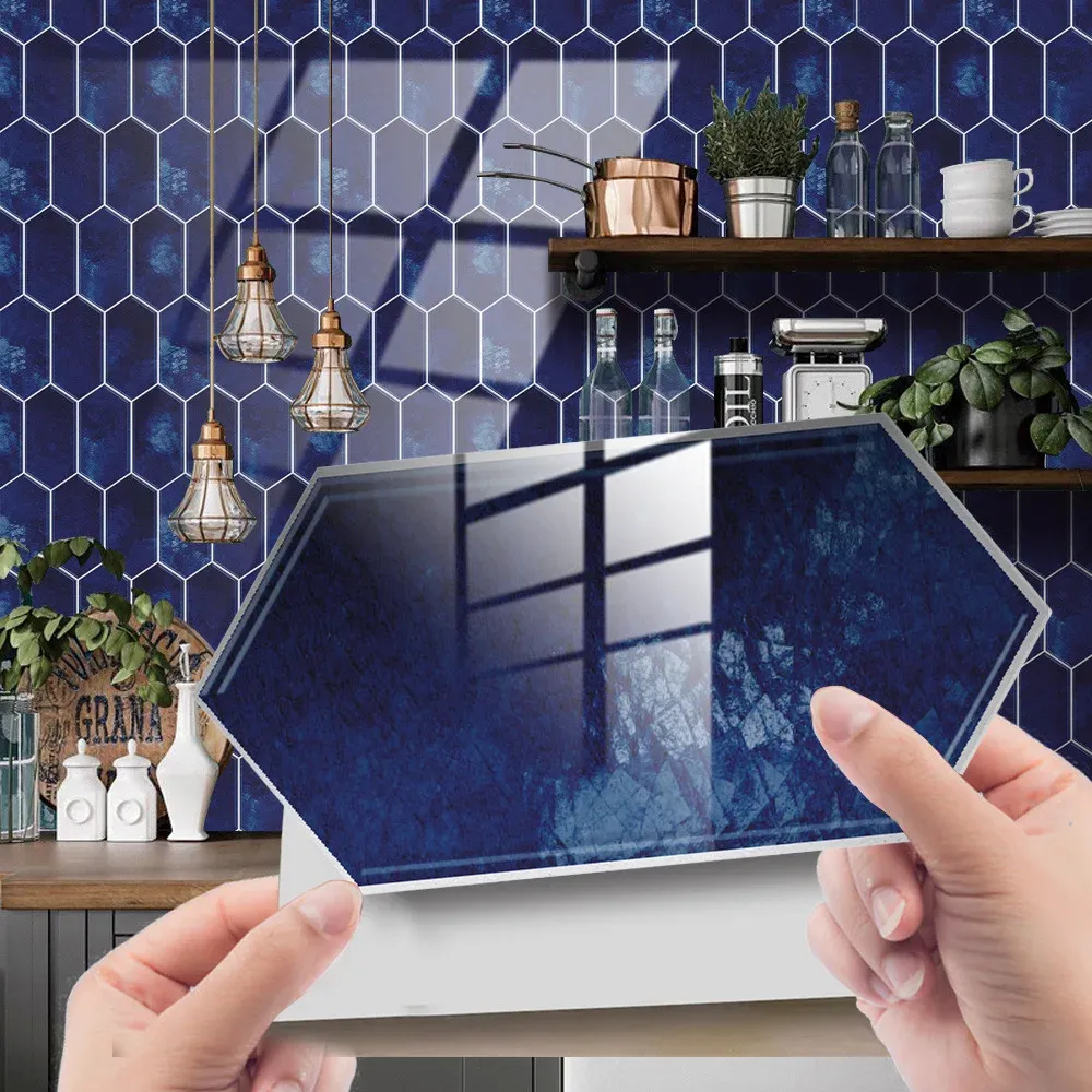 Adesivi Retro Adesivi per piastrelle di cristallo a forma di freccia con diamante blu scuro Sfondi autoadesivi Adesivi murali per ristrutturazione della cucina di casa Verde