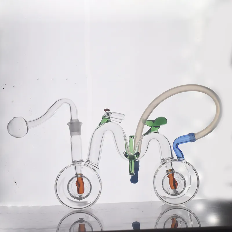 Nowy przylot szklany spalak olejowy Bong Hakah Bubbler Kształt rowerowy z podwójną matrycą Perc Perc Honex Glass Catcher z 10 mm samiec