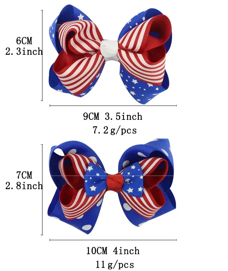 American flag print Barrettes Bow Hair Clip Swallowtail hairpins Hair Bow With Clip 4th of July Independence Day kids Hair Accessories