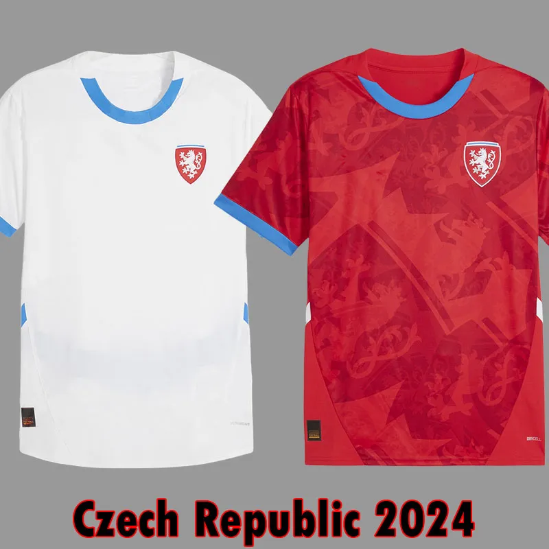 2024 Checa Euro Futebol Jerseys República Tcheca National Football Team Kits Homens Tops Camisas Uniformes Conjuntos Home Red Tops Away White Jersey 999