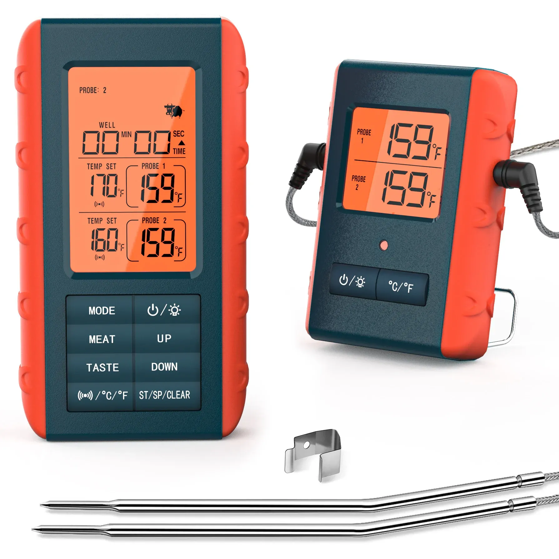 Gauges Wireless Meat Thermometer with 2 Propes for Grilling Kitchen Food Cooking Digital Thermometer for Smoker Oven Outside Grill BBQ