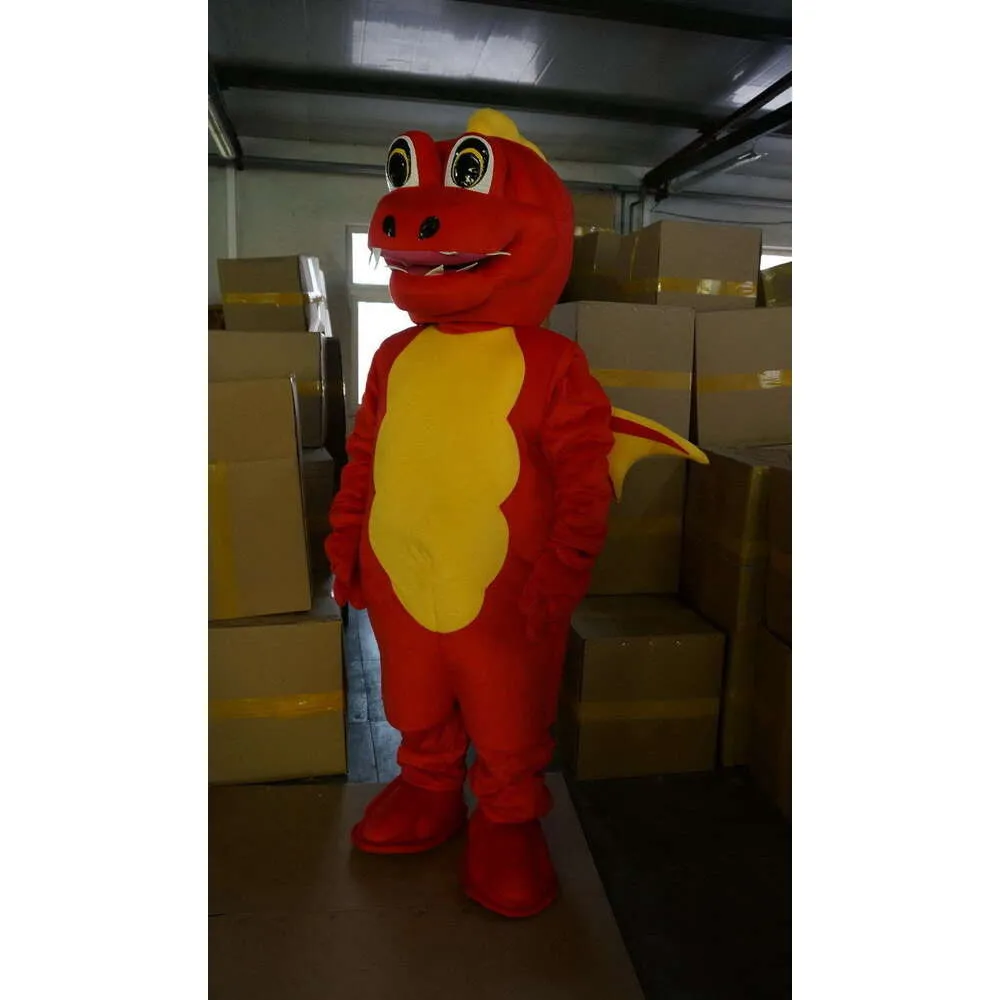 Mascottekostuums Grote Rode Vlieg Draak Cartoon Pluche Kerst Fancy Dress Halloween Mascotte Kostuum