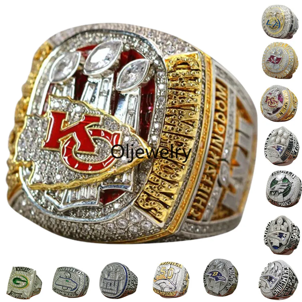 Anello da campionato del Super Bowl di lusso Anelli di lusso in oro 14 carati KC Team Champions per uomo Donna Gioielli con diamanti