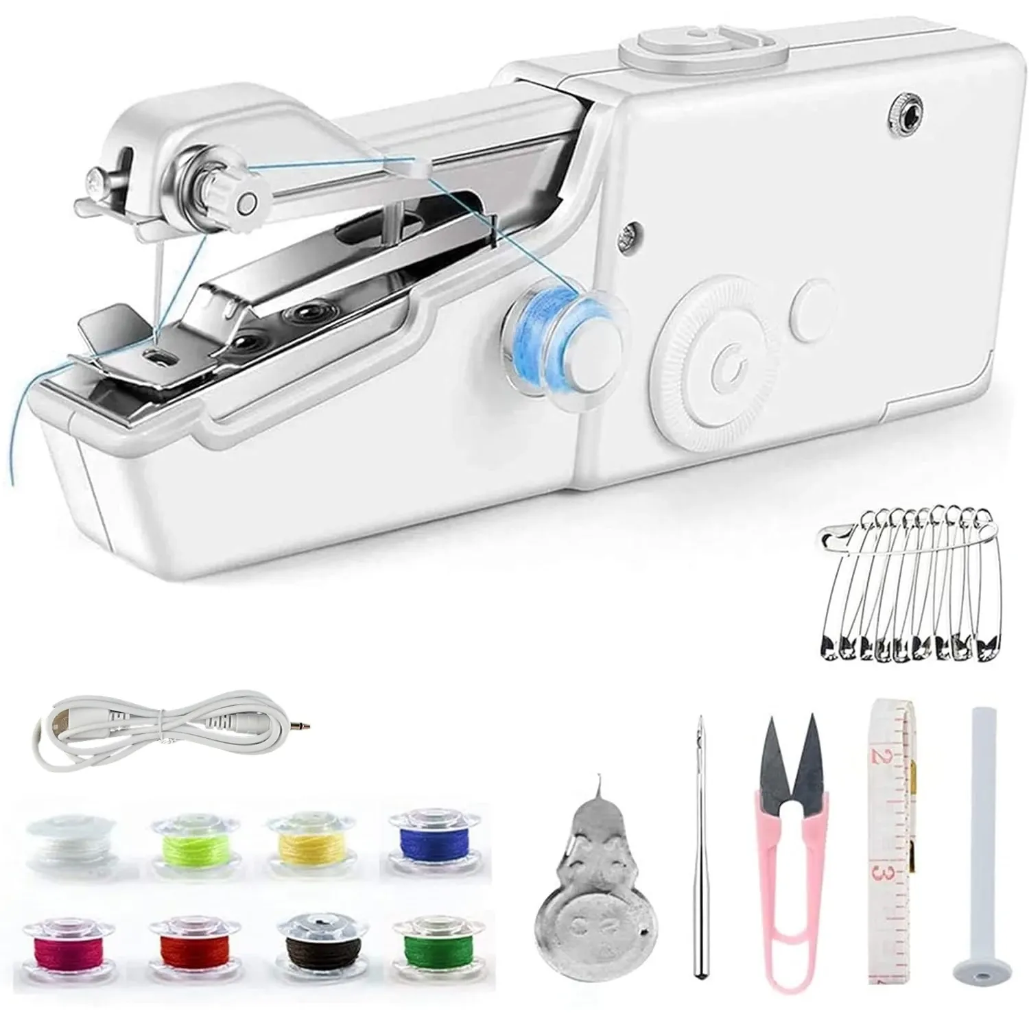 Machines Handheld Sewing Machine, Mini Portable Quick Handy Stitching Machine,Electric Sewing Tool for Beginners, for Home/Travel/DIY
