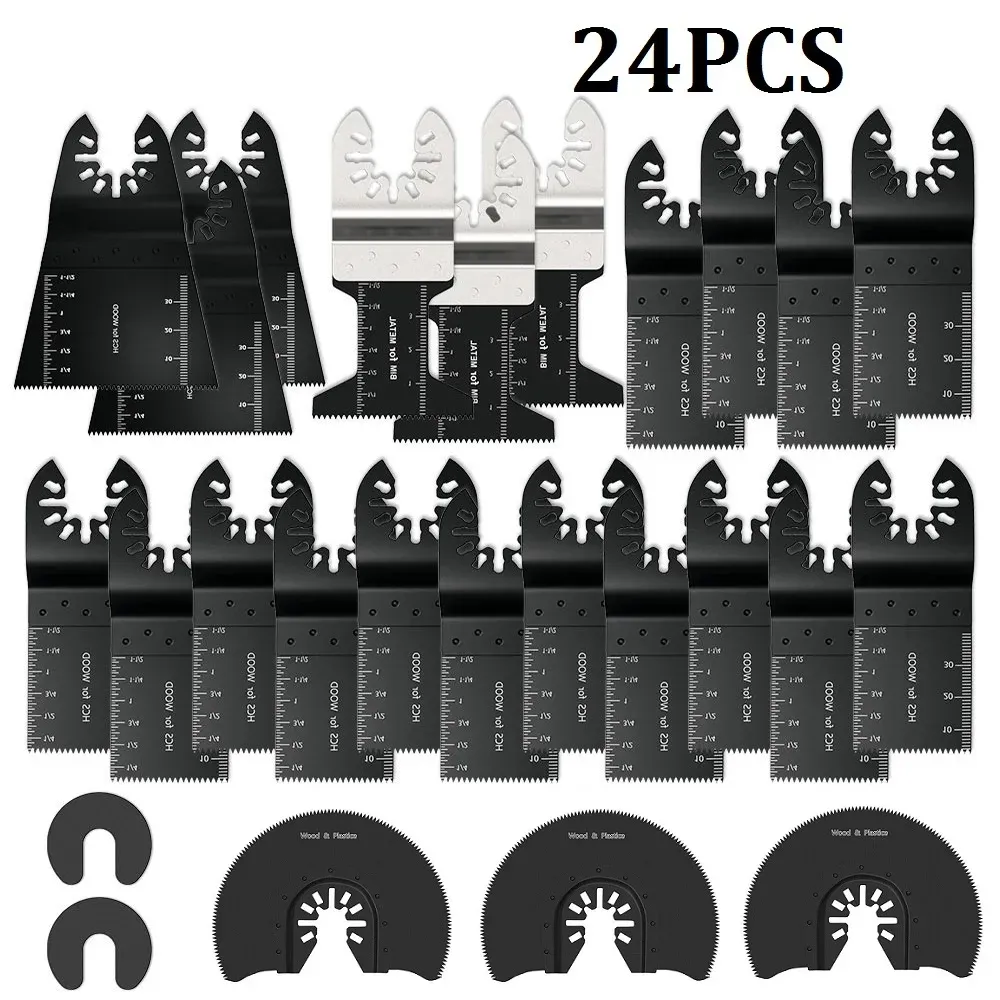 Zaagbladen 24 st universal Oscillating Multi Tool Saw Blade High Carbon Steel Quick Release Keuhz för Renovator Power Tool