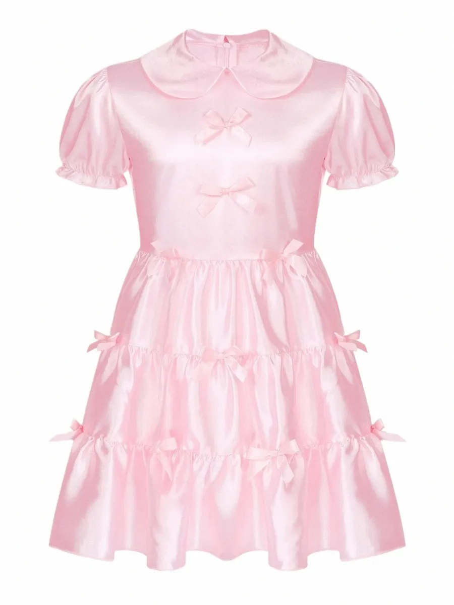 mäns satin frilly flickiga kostymer sissy crossdring underkläder dr franska piga pajamas puff hylsa bowknot ruffle dr o6hk#