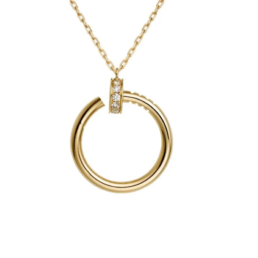 Lyxiga halsband designers smycken guldkedja vuxen nagelhalsband för kvinnor vitt guld ros fulla diamanter rostfritt stål bröllop 291d