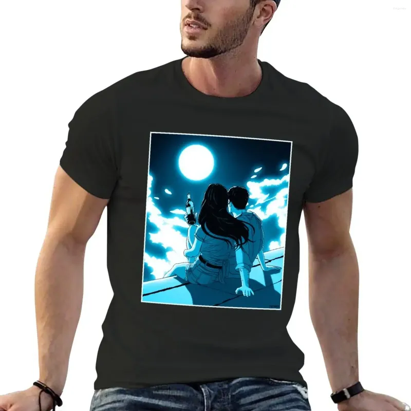 Polos męski twarz Księżyca T-shirt grafika Funnys Plain Black T Shirts Mężczyźni