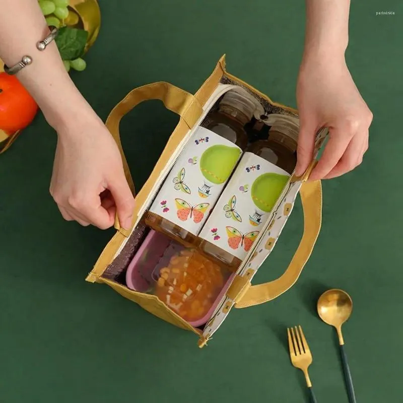 Storage Bags Picnic Tote Food Drink Cooler Bag Casual Outdoor Canvas Handbag Lunch Organizer Box