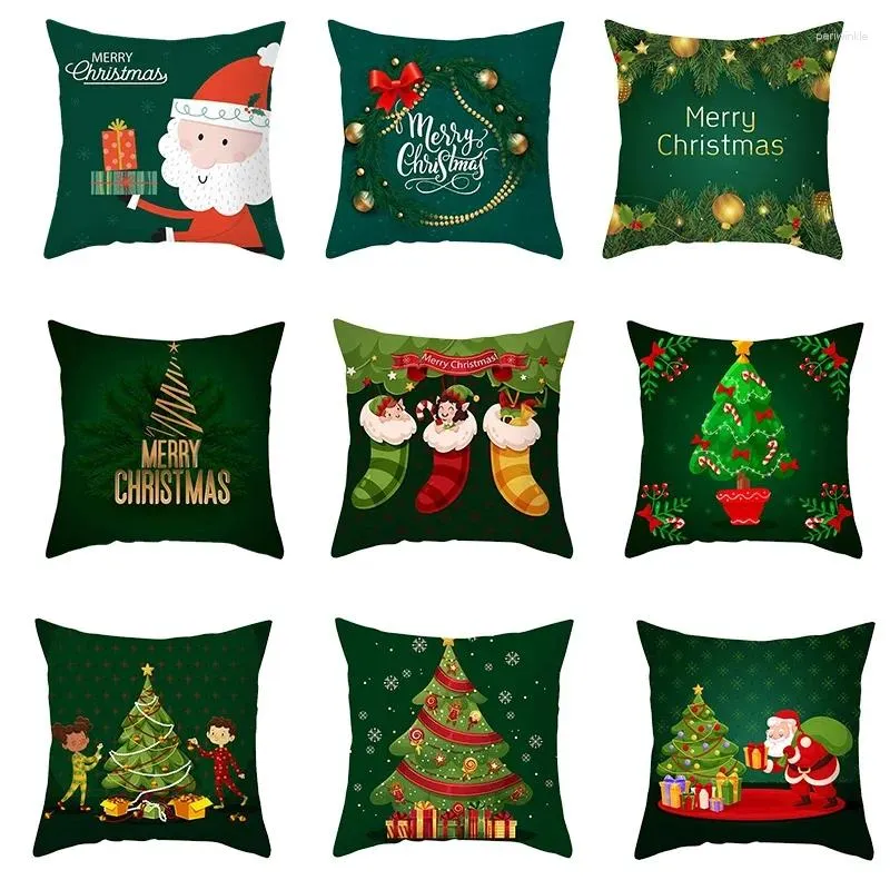 Pillow 45x45cm Couch Cover Year Santa Claus Xmas Tree Covers For Home Decor Merry Christmas Decoration