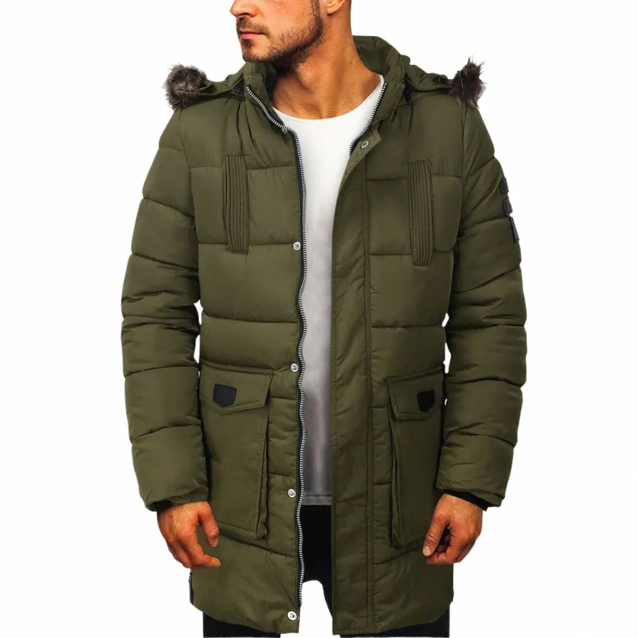 Con capucha gruesa Lg Parka Hombres Abrigo Cott Invierno Tallas grandes A prueba de viento Vintage Ropa de nieve Cálida Chaqueta Abrigo Masculino Outwear Nuevo D4S9 #