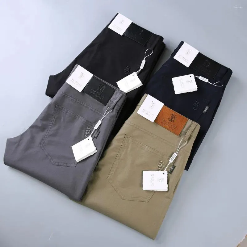 Мужские брюки, повседневные мужские брюки, весна-лето 2024, эластичные модные размеры 29-42, маленькие прямые брюки, кожаные, для стирки в воде