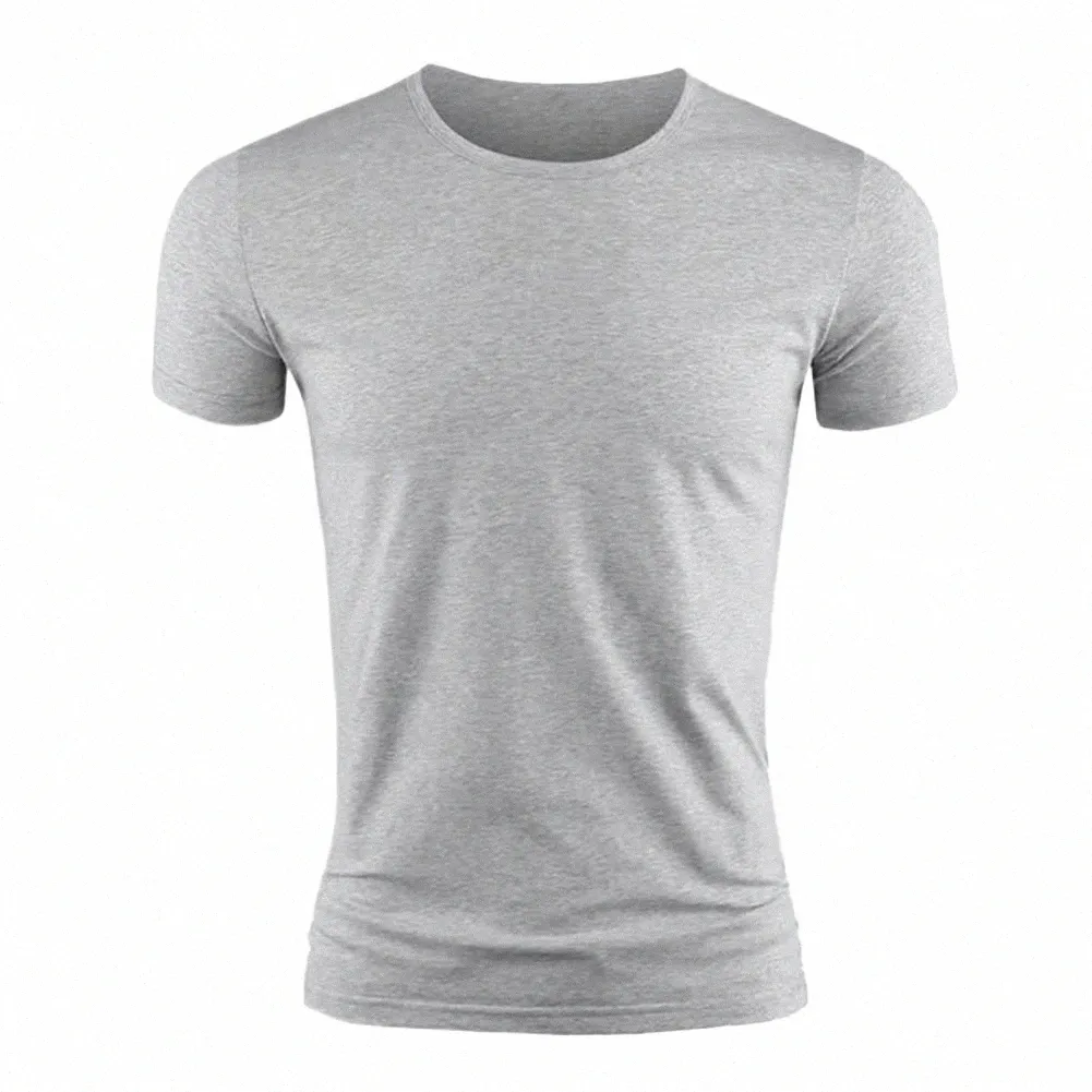 Nieuwe Mannen T-shirt Met Korte Mouwen Basic Plain Casual Gym Spier Ronde Hals T-shirts Slim Fit Tops Tee Zomer man Kleding 47yN #