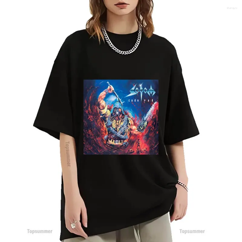 Homens Camisetas Código Camisa Vermelha Sodom Tour T-shirt Mulher Punk Streetwear Oversized Tshirt