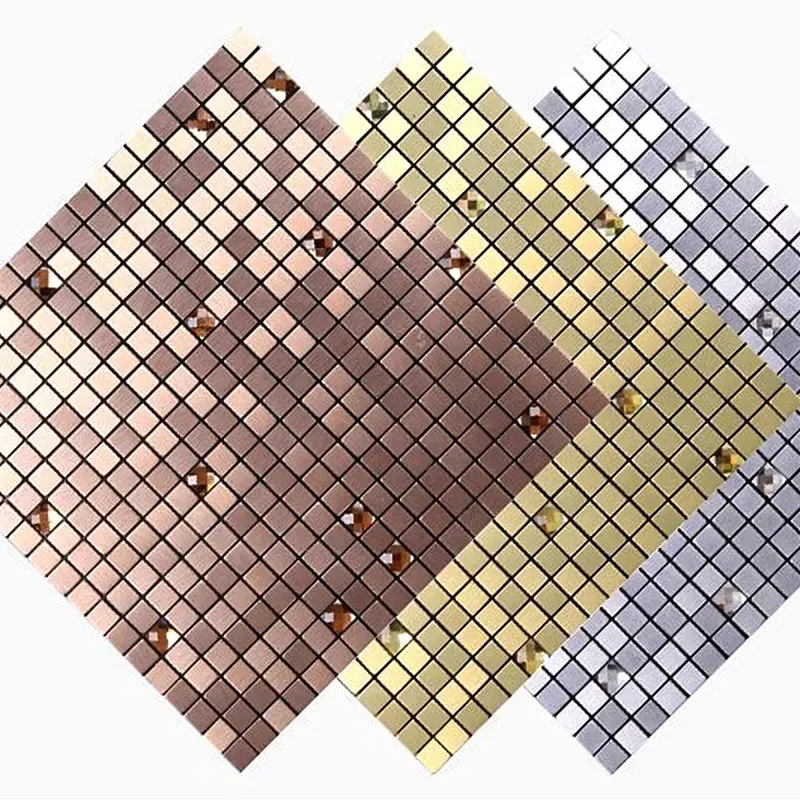 Stickers Mosaic Metal Aluminum Plastic Panel Wall Sticker Selfadhesive Gold Abstract Waterproof Kitchen Bathroom Tiles Wall Decors