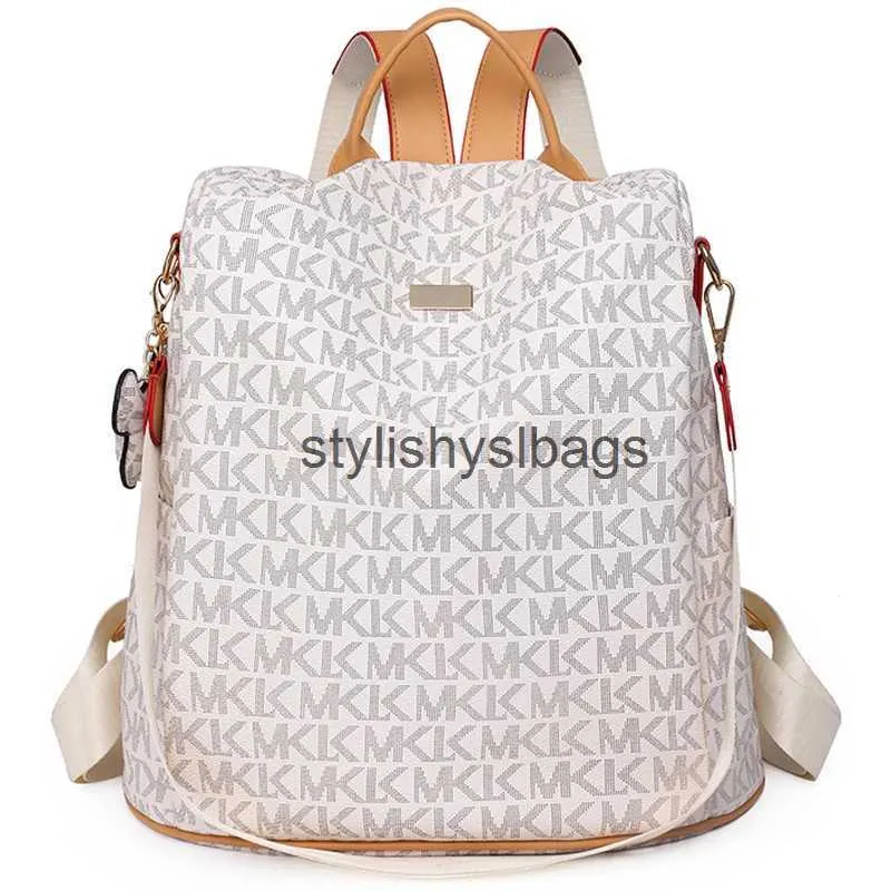 Backpack Style Shoulder Bags Fashion Designer Womens Backpack Vintage Print PU Leather Casual Anti theft Travel Girl 2023 New Backpacks H240328