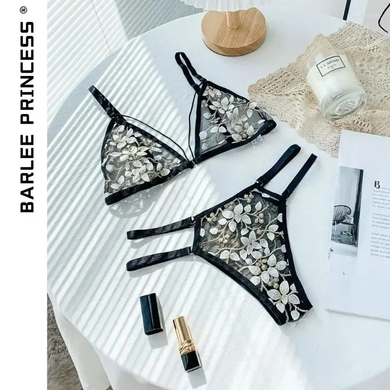 Conjuntos de sutiãs Leechee Flroal Bra Set 8 cores Mulheres Underwear Malha Transparente Lingerie Senhoras Flor Lace Bordado Sênior Sexy Intimates