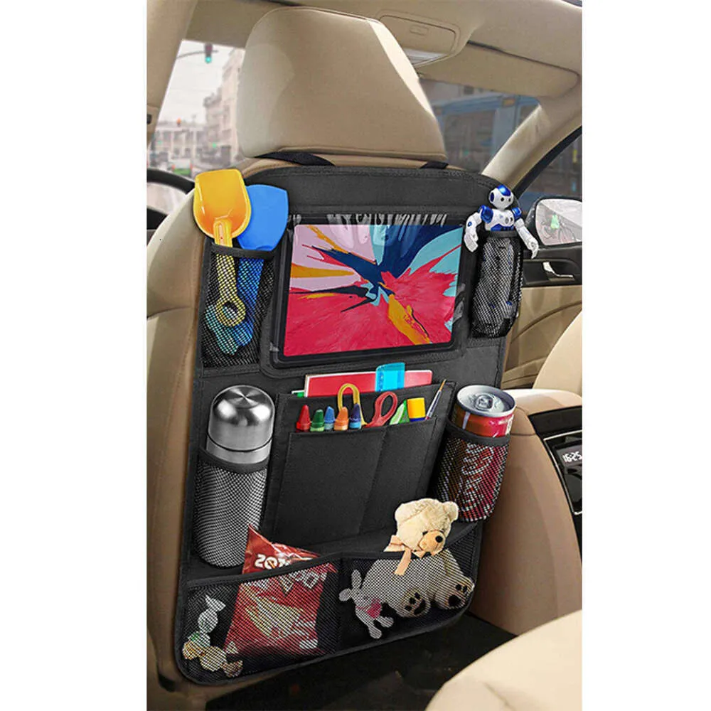 Mise à niveau 2 pièces organisateur de siège arrière de voiture sac de rangement protecteur organisateur de voiture poche de téléphone automatique multi-poches avec support de tablette à écran tactile