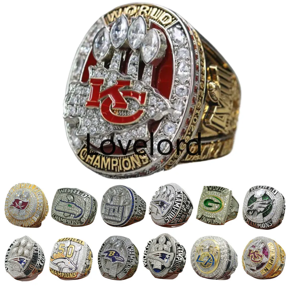 Designer Bowl Championship Ring Set Luxury 14k Gold Kc Champions Rings for Men Women Diamond Sport Jewelrys