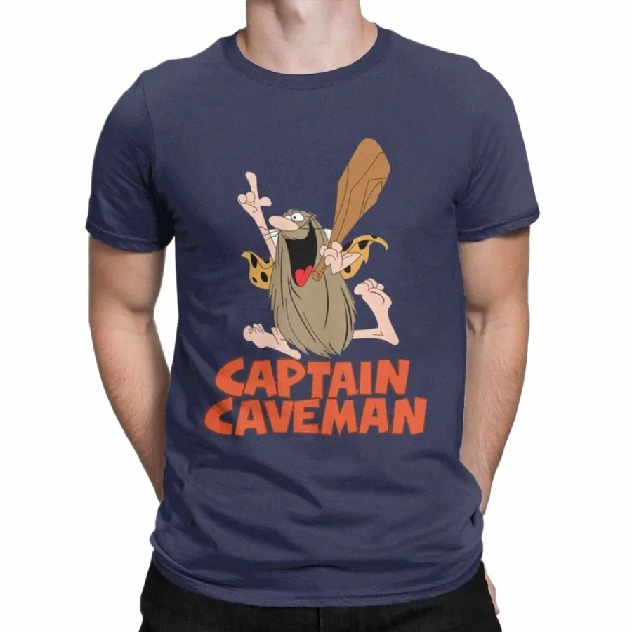 Captain Caveman Cavey T Shirt Uomo Cott Umoristico T-shirt Colletto tondo 1980 Carto Tee Shirt Manica corta Abbigliamento stampato q9Z0 #