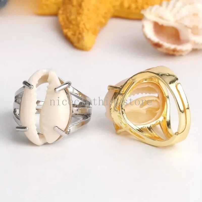 Holiday Style Natural Conch Shell Ring Plating Gold and Silver Creative Design Justerbar ringjubileum Gift Friendship Gift