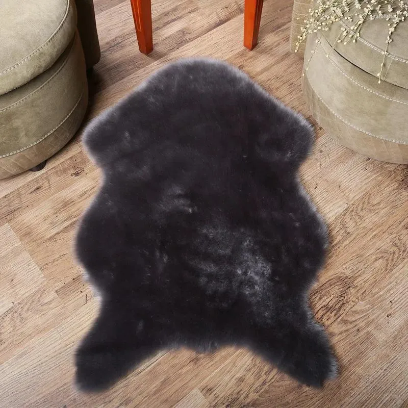 Tapetes Faux Sheepskin Cadeira Capa Assento Almofada Soft Sofá Tapete Almofada Peludo Pêndulo Mat Cor Sólida Pele Pele Fluffy Tapetes Quarto Cobertor