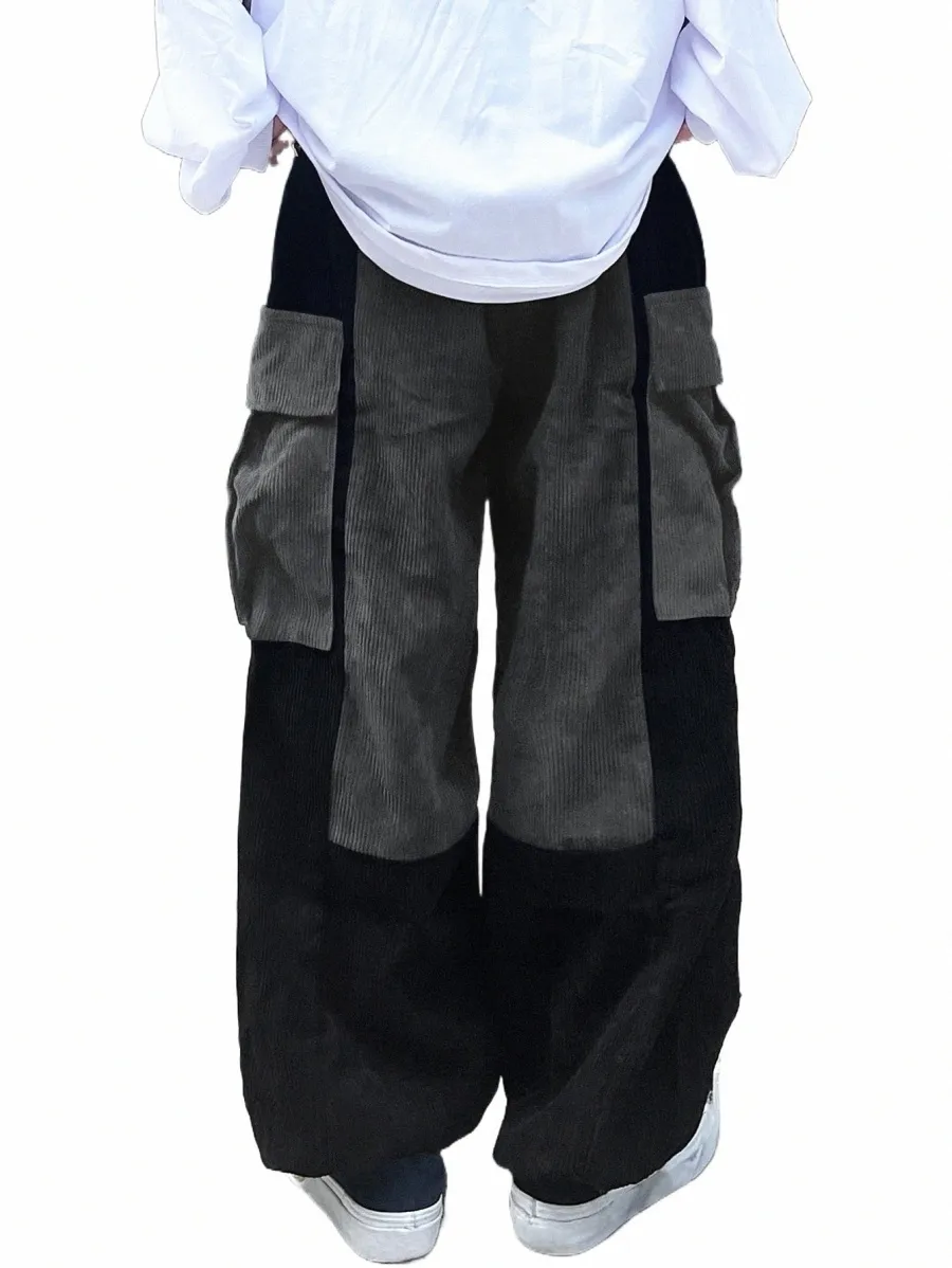 Pantalon cargo multi-poches à rabat de conception classique, pantalon cargo décontracté Techwear pour hommes, pantalon baggy Hiphop pour l'automne et l'été v9Ap #