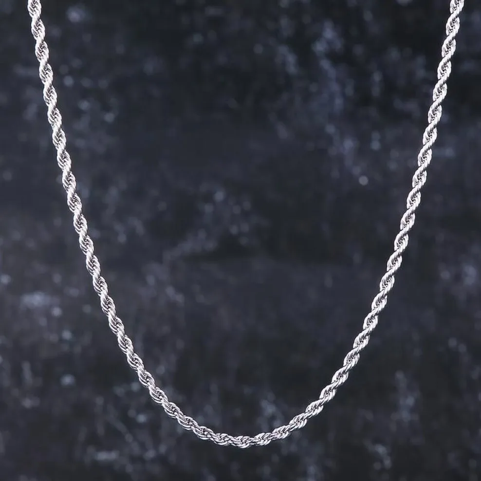 Chains White Gold ed Rope Chain Necklace Singaporean Venetian For Men And Women 3mm Hip Hop Jewelry CultureChains290d