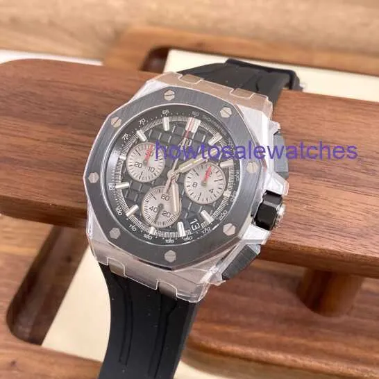 Relógio de pulso AP quente Royal Oak Offshore Series 26420SO Anel de cerâmica de aço de precisão Voltar Tempo transparente Moda masculina Lazer Relógio de máquinas esportivas