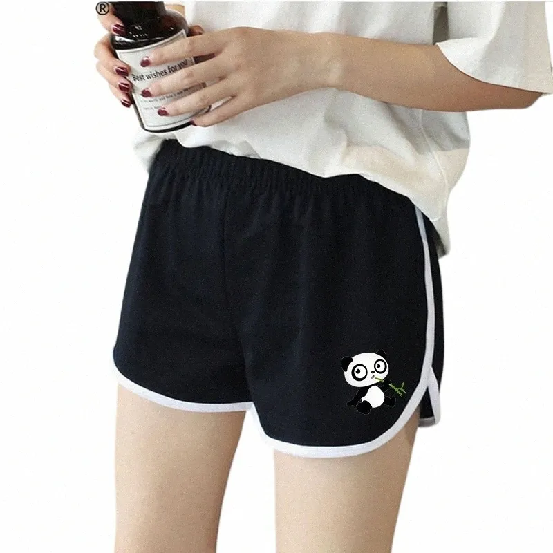 2021 Nya kvinnors shorts kvinnlig hög midja söt panda hundbjörn djur tryckt sömmar fitn leggings gymträning löst shorts w10o#