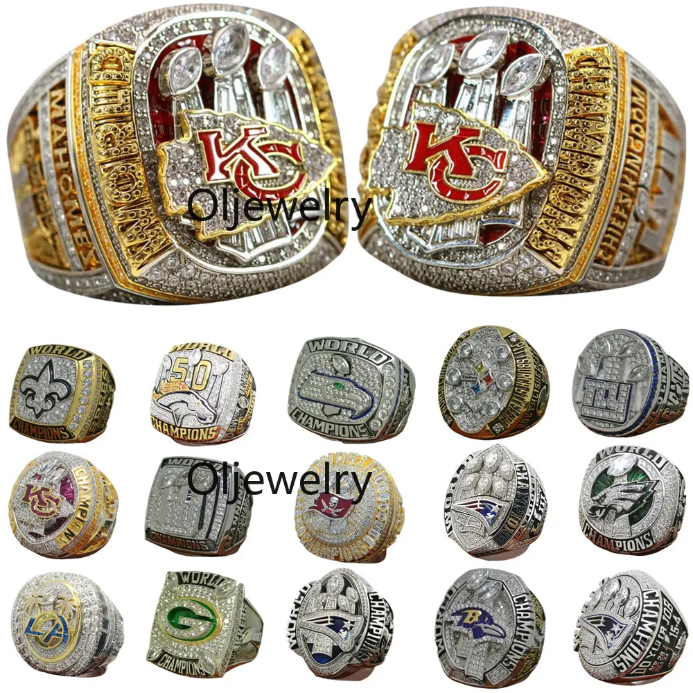 Роскошный чемпионат Super Bowl Cring Set Designer 14K Gold Com Team Champions Rings for Mens Womens Diamond Jewelry