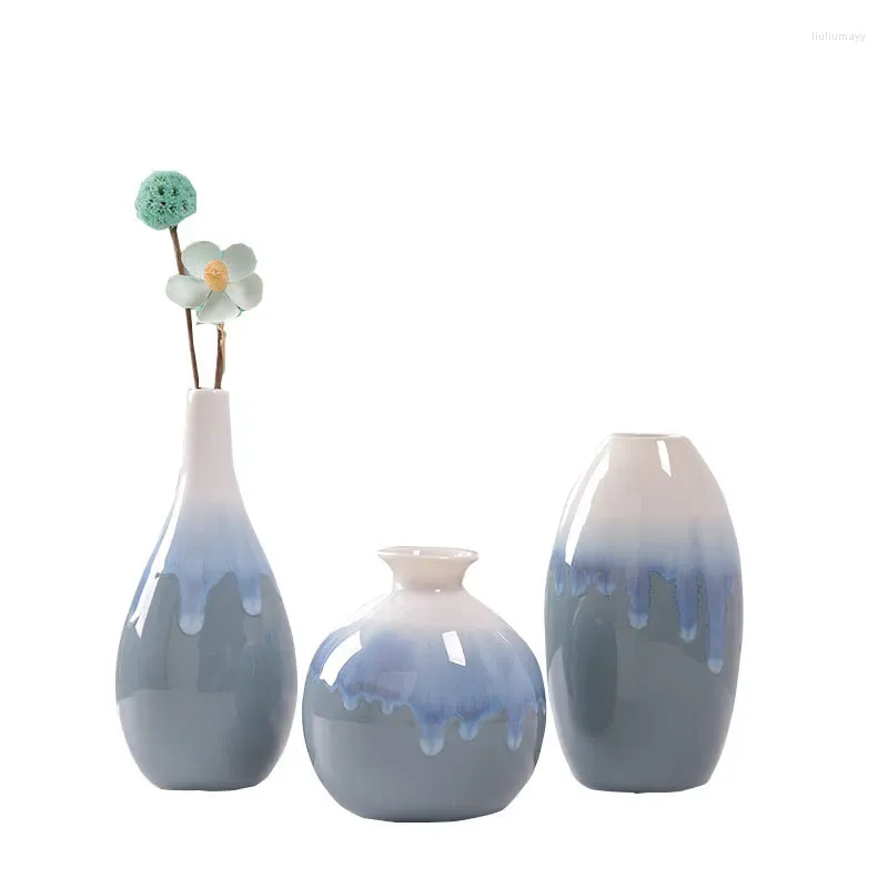 Vases Four à débit variable Vase en céramique émaillée Arrangement de fleurs Ornements Décoration de bureau Récipient hydroponique Artisanat