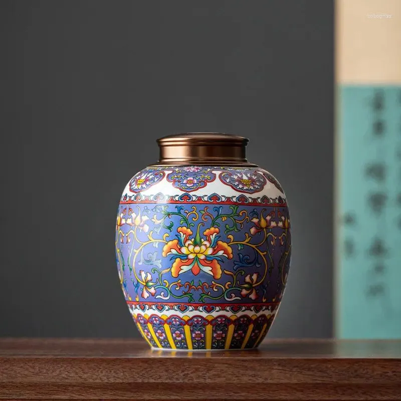 Lagerung Flaschen Blume Keramik Teekanne Versiegelt Tank Desktop Dekoration Handwerk Haushalt Große-kapazität Container Wohnkultur