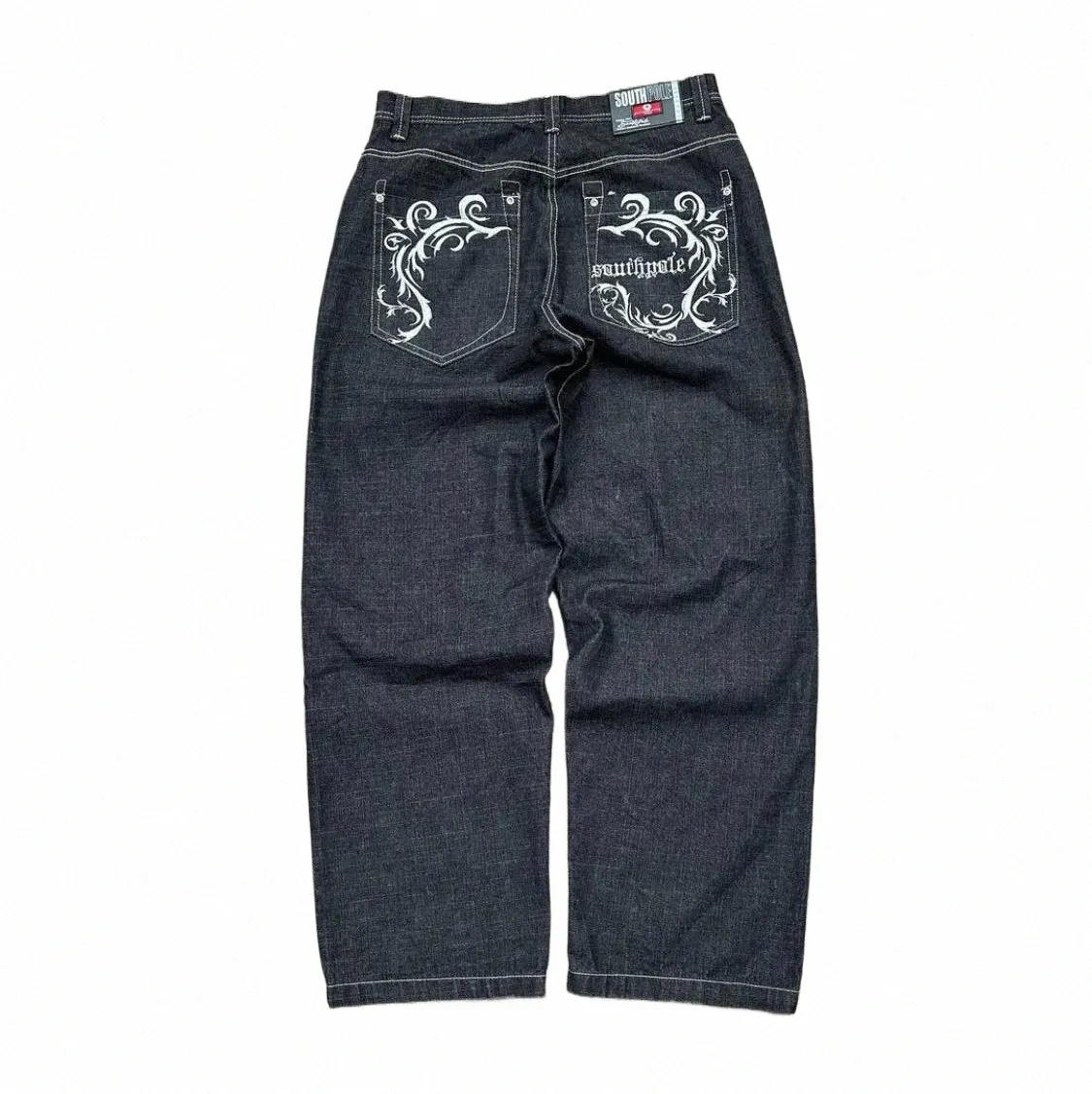 Y2K Jeans américains New Harajuku hip-hop imprimé brodé jeans lâches pantalons en denim mâle gothique taille haute pantalon large E78s #