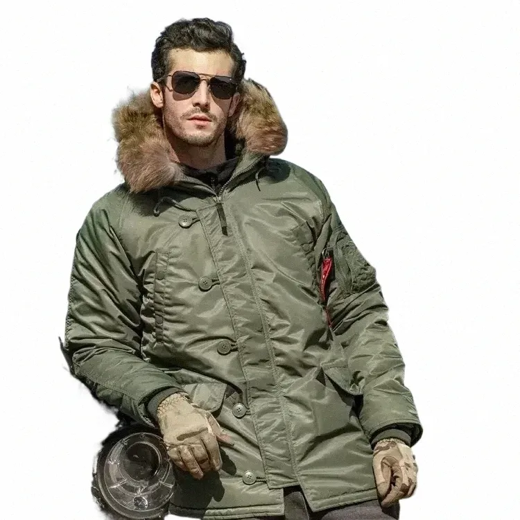 new Winter N3B Puffer Jacket Men Lg Canada Coat Military Fur Hood Warm Trench Camoue Tactical Bomber Army Korean Parka g7kF#