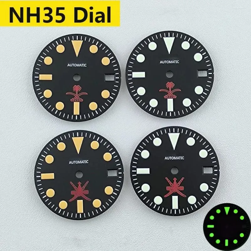 Watch Repair Kits 28.5mm NH35 Dial Vintage Retro S Green Luminous Face For SUB NH36 Movement Accessories Tools
